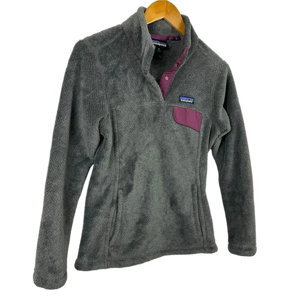 Patagonia Re-Tool Snap-T Pullover Polartec Fleece Gray Magenta Women's XSmall